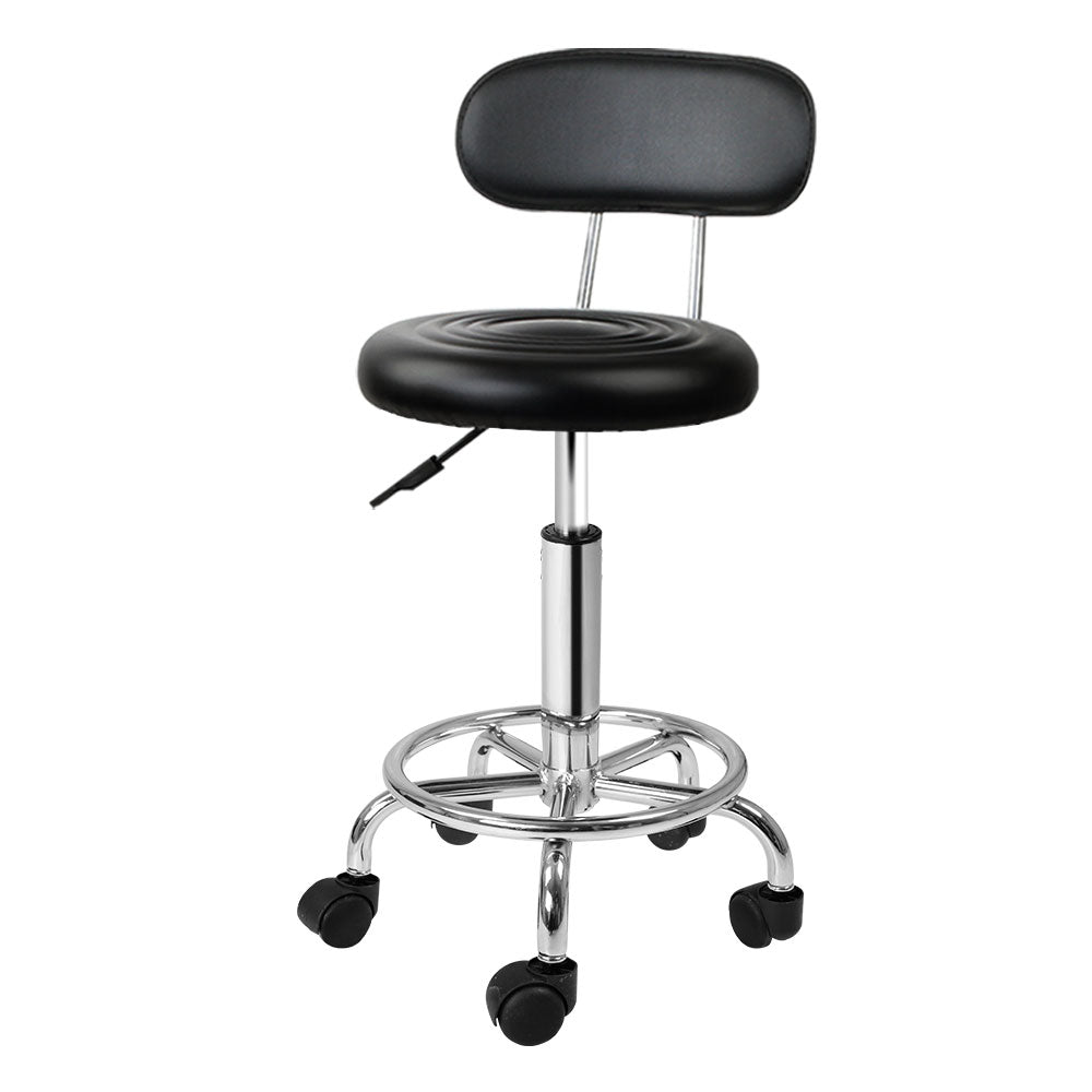 Artiss Salon Stool Swivel Chair Backrest Black - Cosy Abode