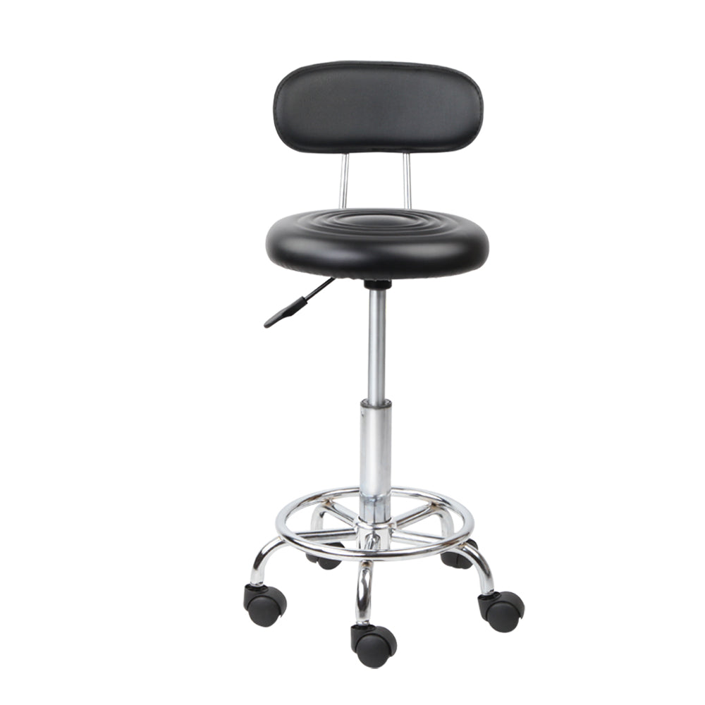 Artiss Salon Stool Swivel Chair Backrest Black - Cosy Abode