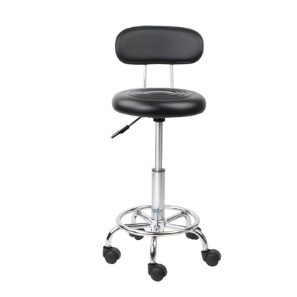 Artiss Salon Stool Swivel Chair Backrest Black - Cosy Abode