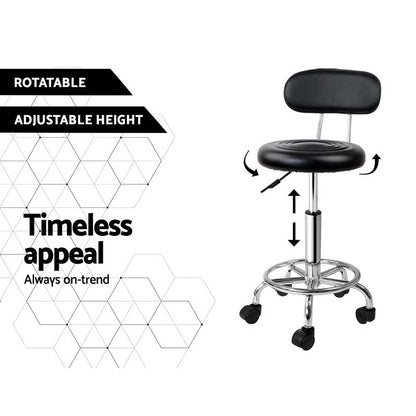 Artiss Salon Stool Swivel Chair Backrest Black - Cosy Abode