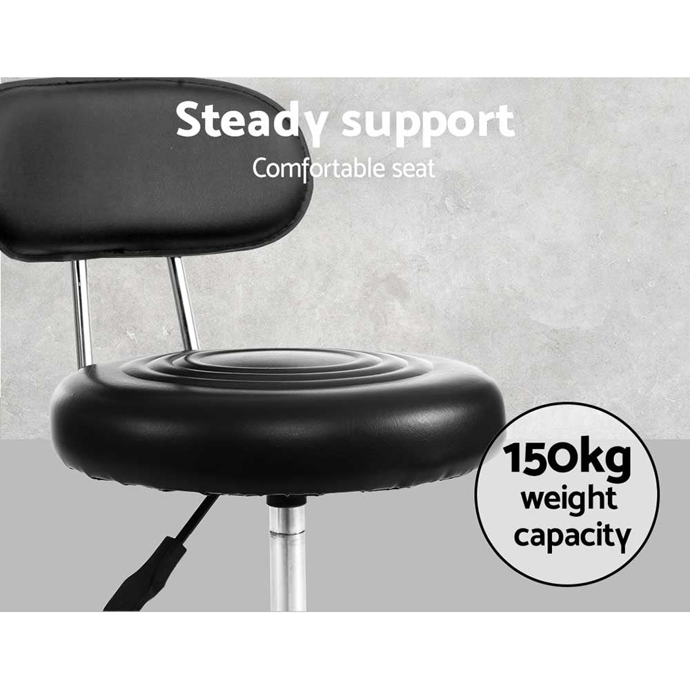Artiss Salon Stool Swivel Chair Backrest Black - Cosy Abode