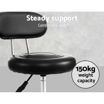 Artiss Salon Stool Swivel Chair Backrest Black - Cosy Abode