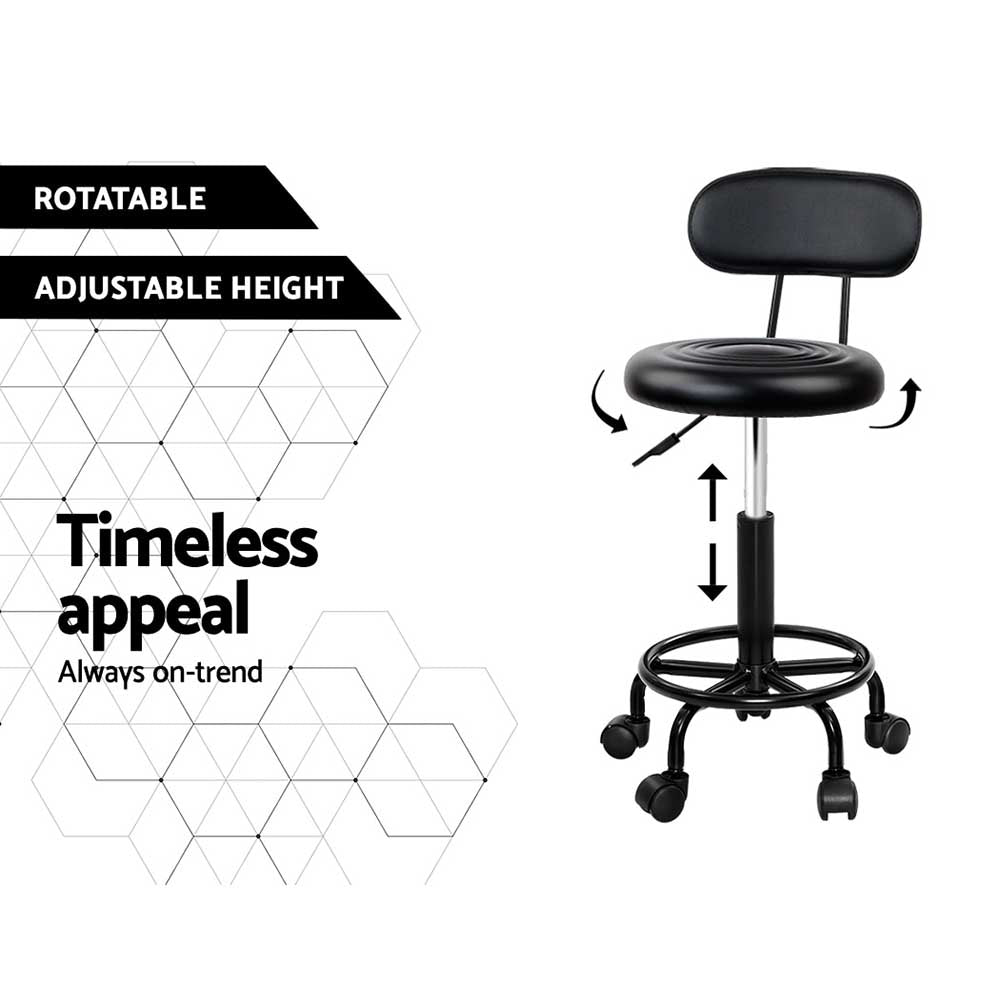 Artiss Salon Stool Swivel Chair Backrest - Cosy Abode
