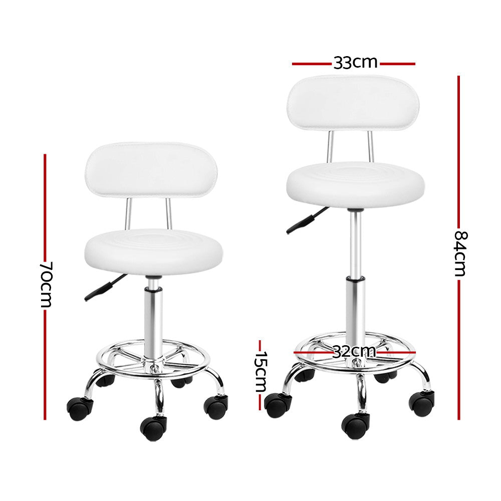 Artiss Salon Stool Swivel Chair Backrest White - Cosy Abode