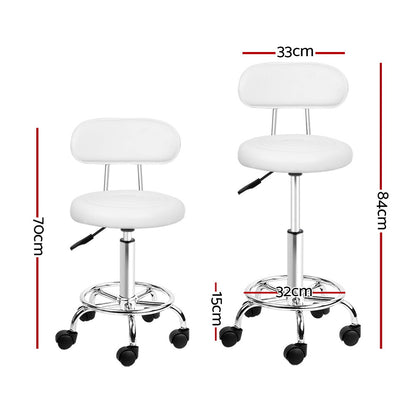 Artiss Salon Stool Swivel Chair Backrest White - Cosy Abode