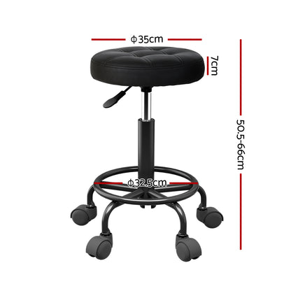 Artiss Salon Stool Round Swivel Chairs Black - Cosy Abode