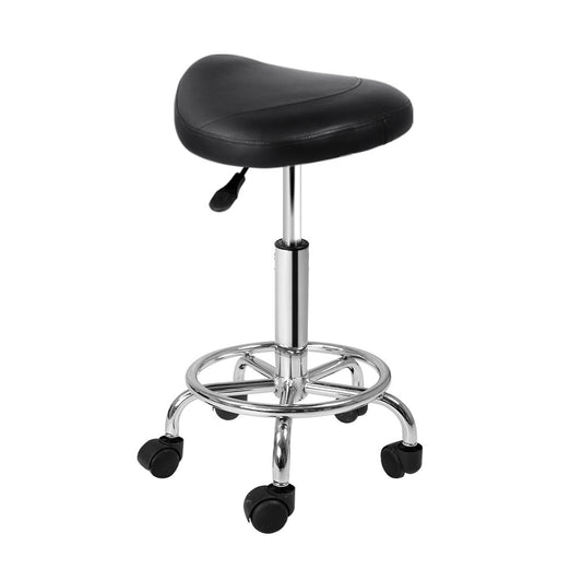Artiss Salon Stool Saddle Swivel Chair Black - Cosy Abode