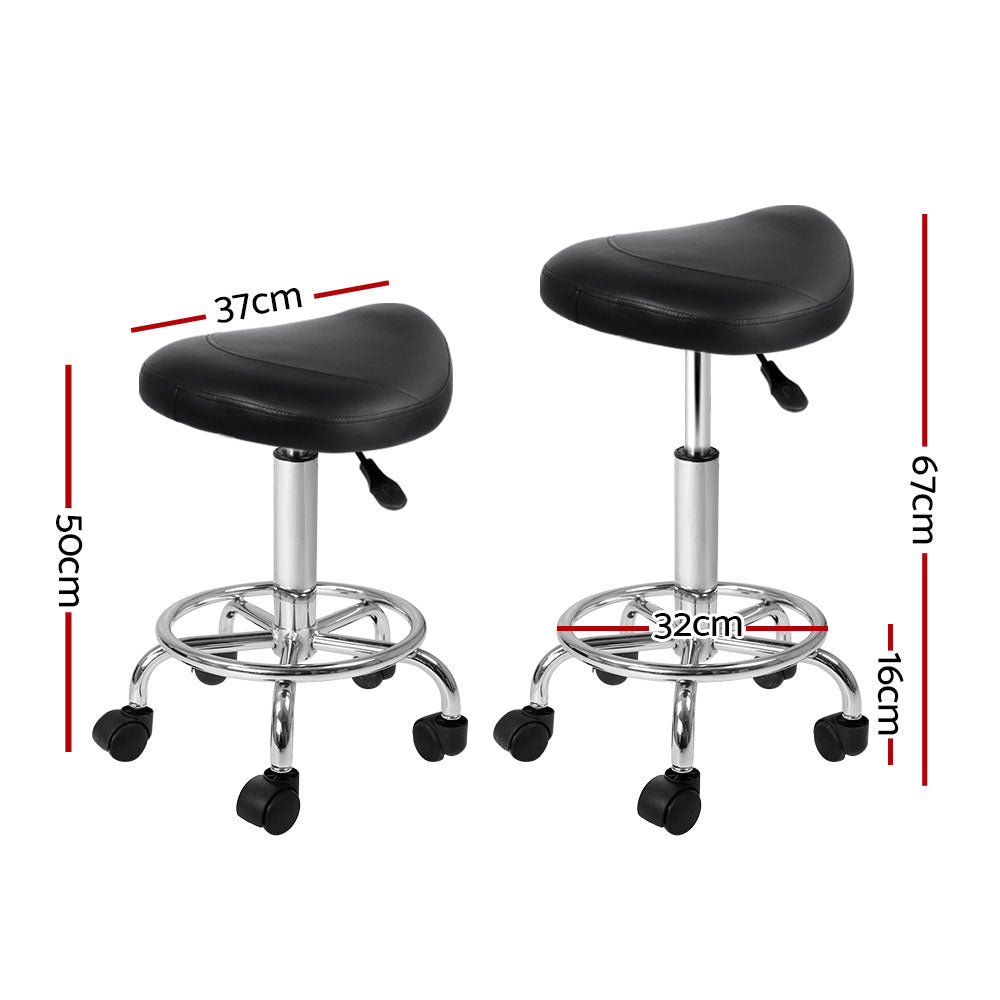 Artiss Salon Stool Saddle Swivel Chair Black - Cosy Abode