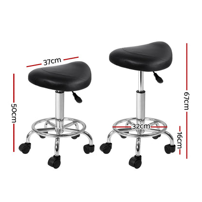 Artiss Salon Stool Saddle Swivel Chair Black - Cosy Abode