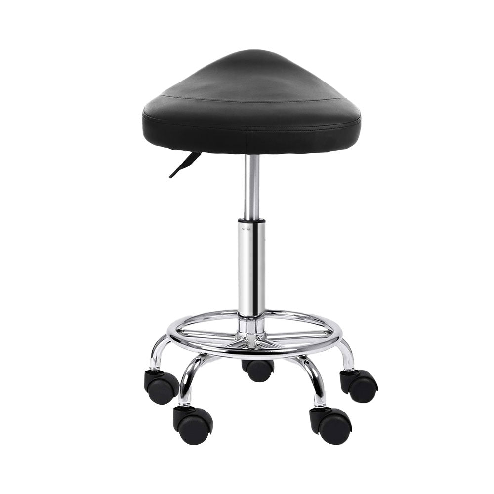Artiss Salon Stool Saddle Swivel Chair Black - Cosy Abode