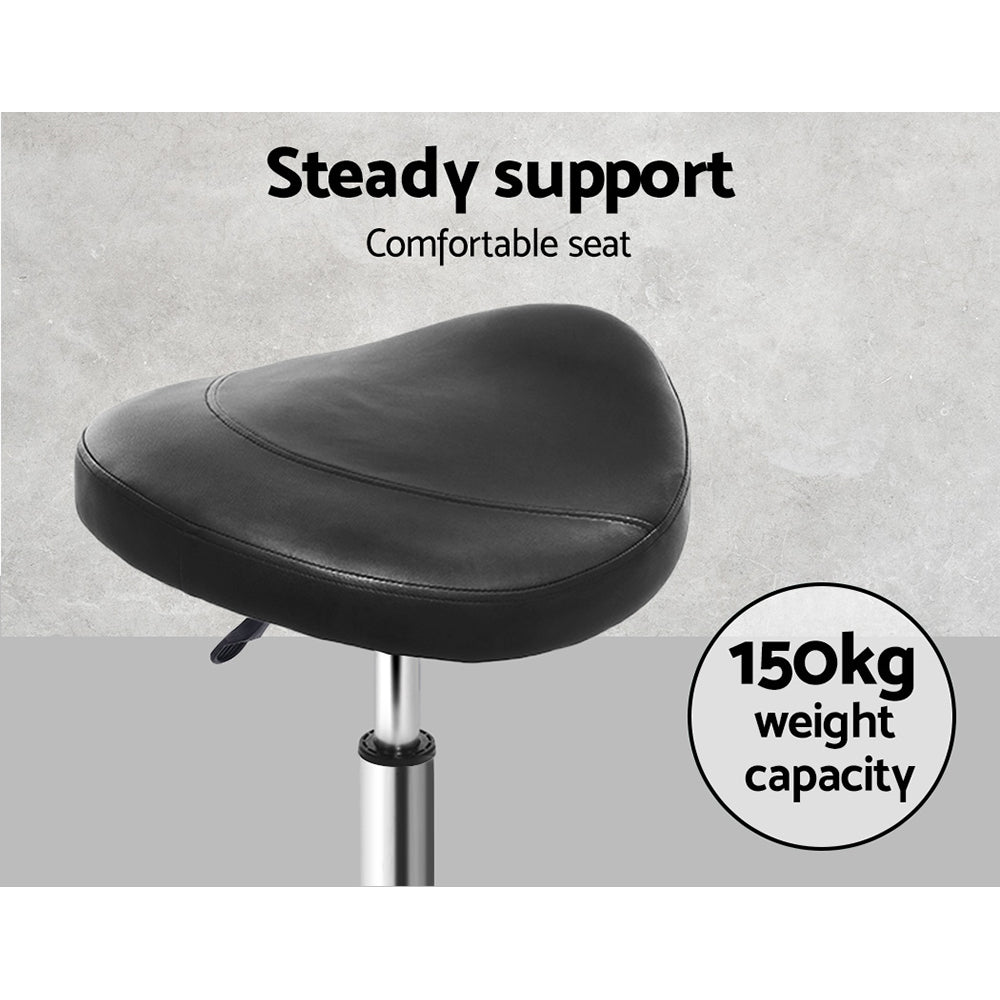Artiss Salon Stool Saddle Swivel Chair Black - Cosy Abode