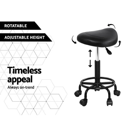 Artiss Salon Stool Saddle Swivel Chair - Cosy Abode