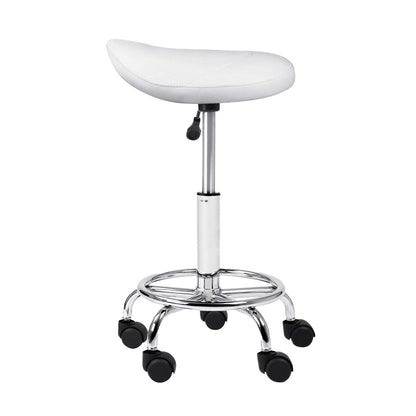 Artiss Salon Stool Saddle Swivel Chair White - Cosy Abode