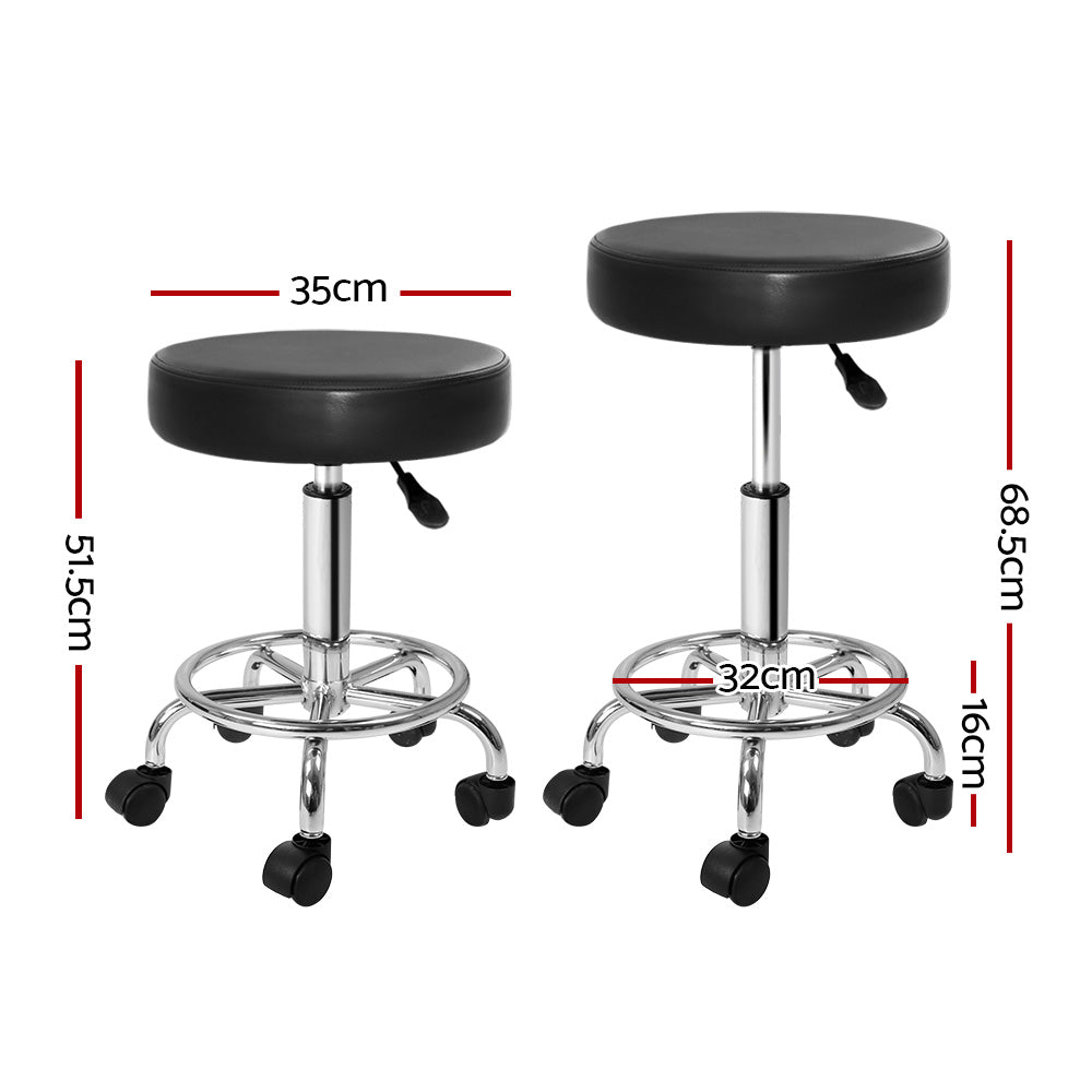 Artiss Salon Stool Round Swivel Chair Black - Cosy Abode