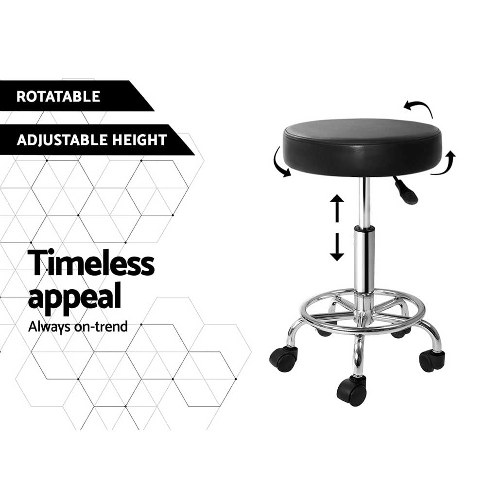 Artiss Salon Stool Round Swivel Chair Black - Cosy Abode