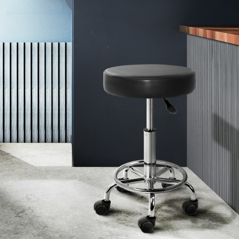 Artiss Salon Stool Round Swivel Chair Black - Cosy Abode