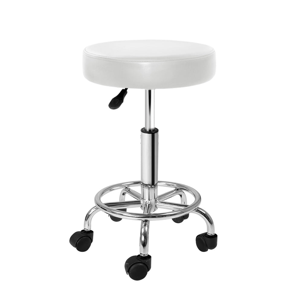 Artiss Salon Stool Round Swivel Chair White - Cosy Abode