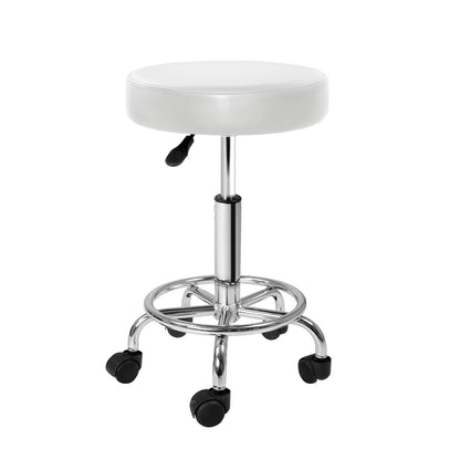 Artiss Salon Stool Round Swivel Chair White - Cosy Abode