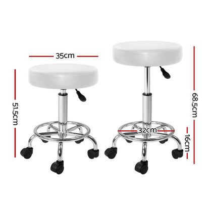 Artiss Salon Stool Round Swivel Chair White - Cosy Abode