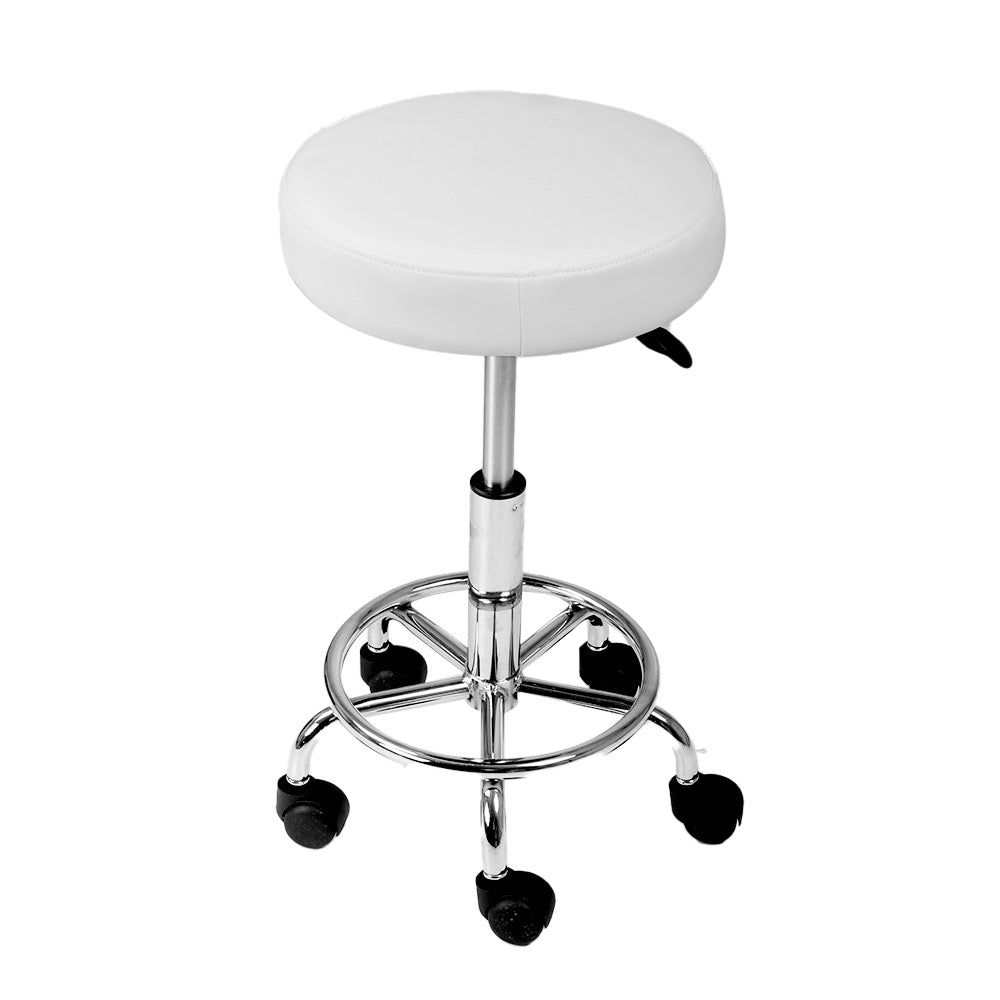 Artiss Salon Stool Round Swivel Chair White - Cosy Abode