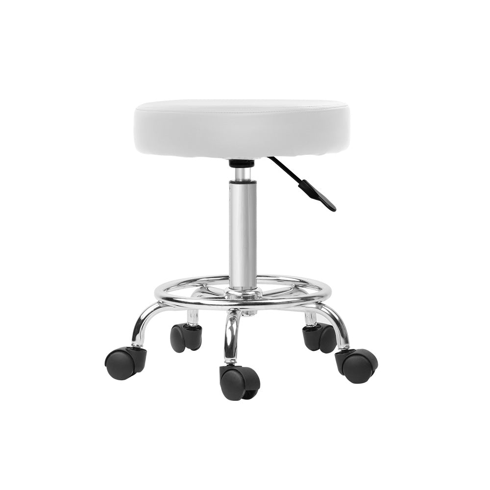 Artiss Salon Stool Round Swivel Chair White - Cosy Abode