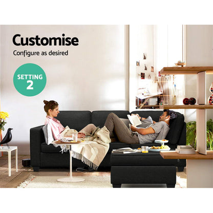 Artiss Modular Sofa Chaise Set 4-seater Dark Grey - Cosy Abode