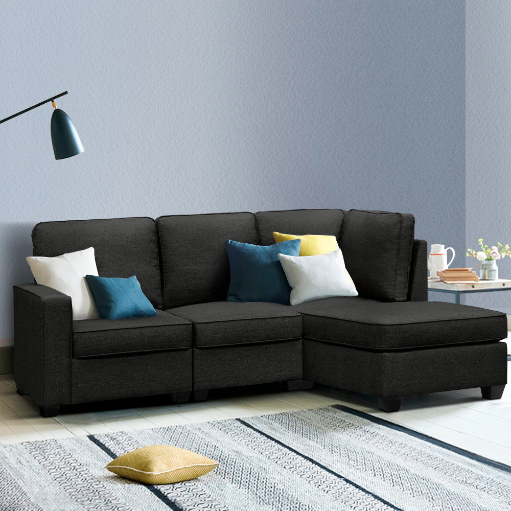 Artiss Modular Sofa Chaise Set 4-seater Dark Grey - Cosy Abode