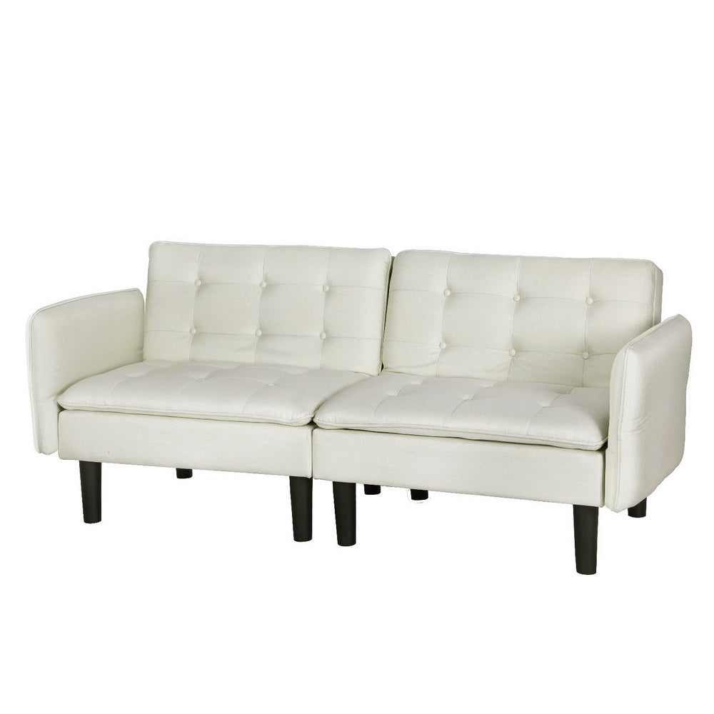 Artiss Sofa Bed 192CM Beige Faux Linen Fabric - Cosy Abode