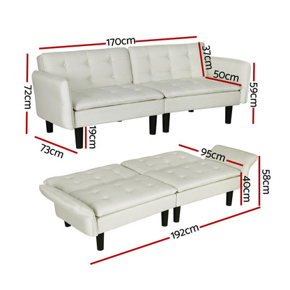 Artiss Sofa Bed 192CM Beige Faux Linen Fabric - Cosy Abode