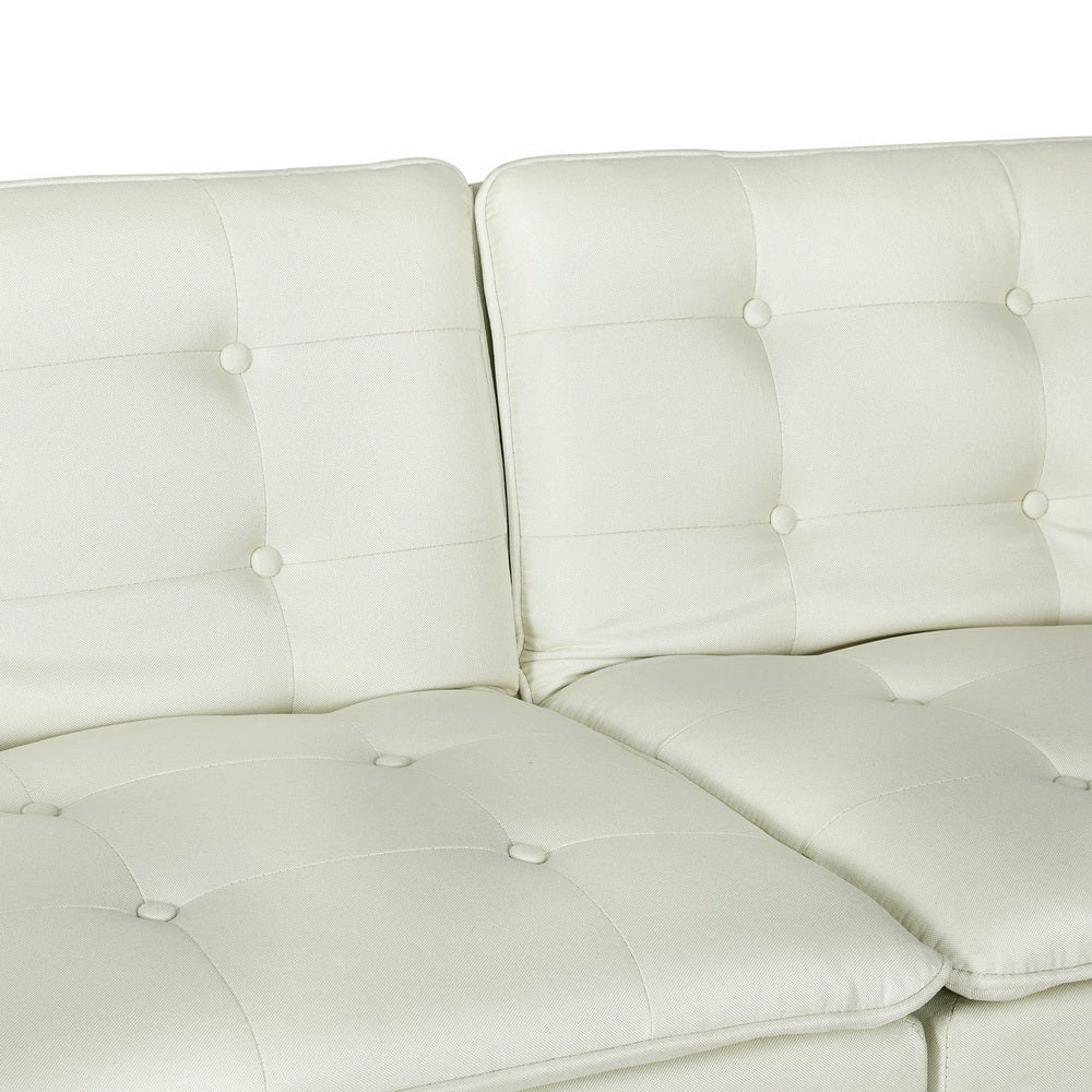 Artiss Sofa Bed 192CM Beige Faux Linen Fabric - Cosy Abode