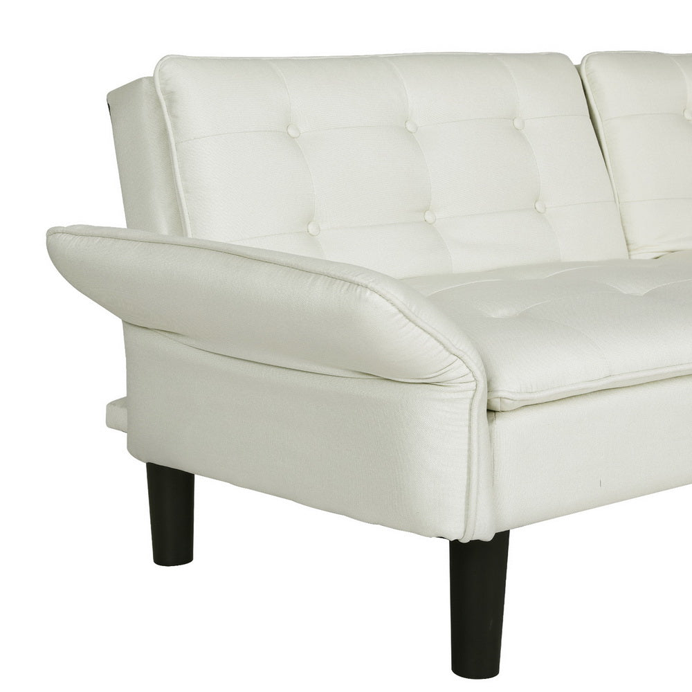 Artiss Sofa Bed 192CM Beige Faux Linen Fabric - Cosy Abode