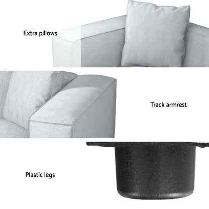 Artiss Modular Sofa Chaise Set 3-Seater Grey - Cosy Abode