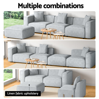 Artiss Modular Sofa Chaise Set 4-Seater Grey - Cosy Abode