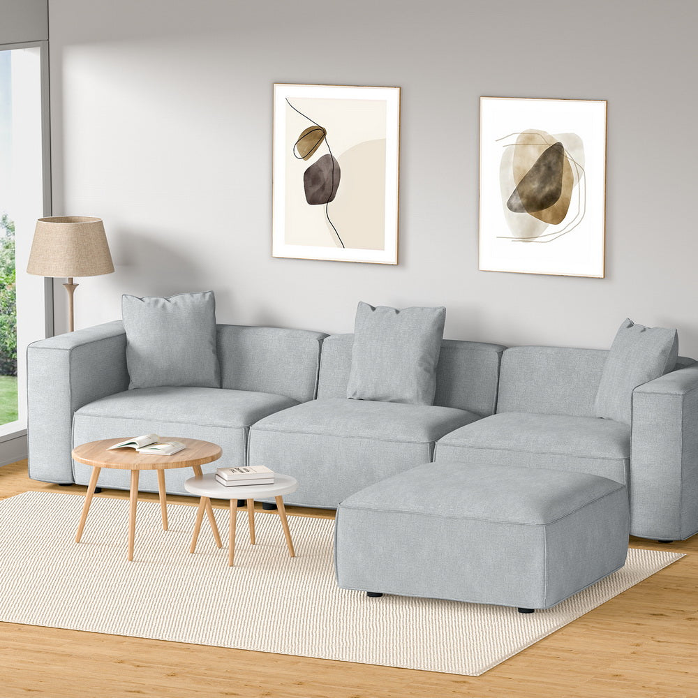 Artiss Modular Sofa Chaise Set 4-Seater Grey - Cosy Abode