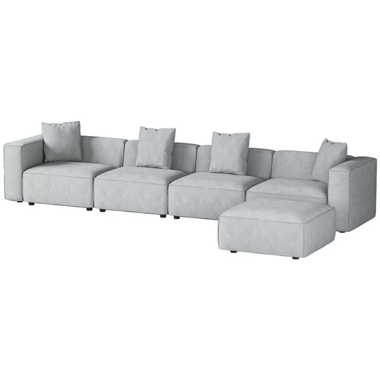 Artiss Modular Sofa Chaise Set 5-Seater Grey - Cosy Abode