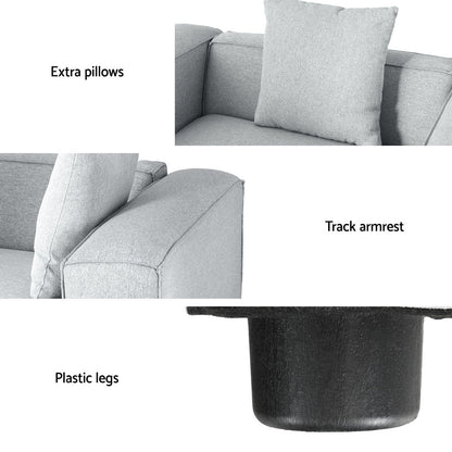 Artiss Modular Sofa Chaise Set 5-Seater Grey - Cosy Abode