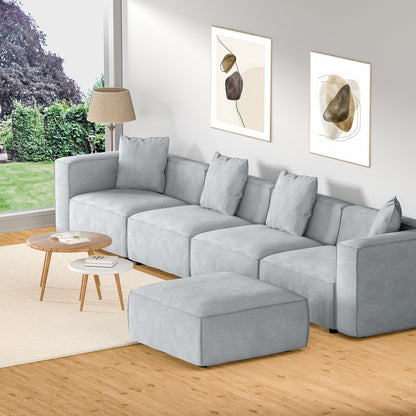 Artiss Modular Sofa Chaise Set 5-Seater Grey - Cosy Abode