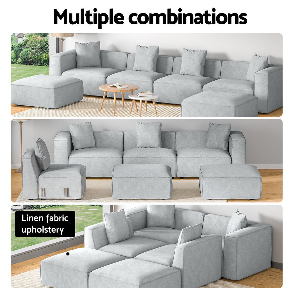 Artiss Modular Sofa Chaise Set 6-Seater Grey - Cosy Abode