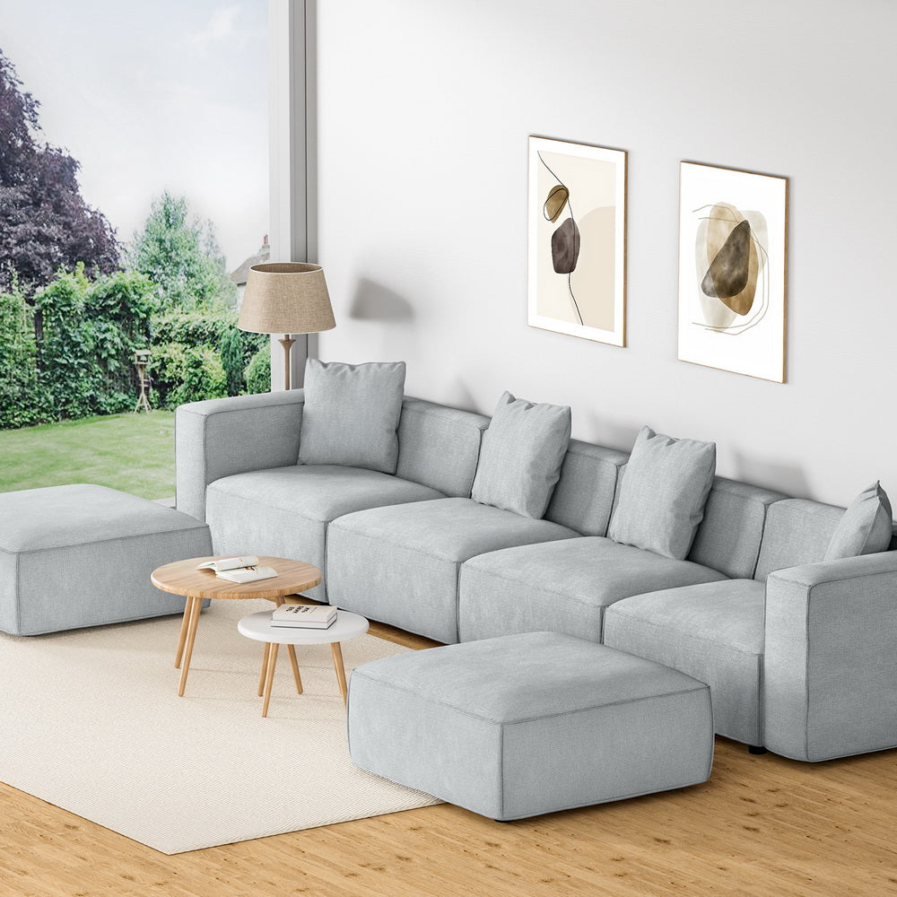 Artiss Modular Sofa Chaise Set 6-Seater Grey - Cosy Abode