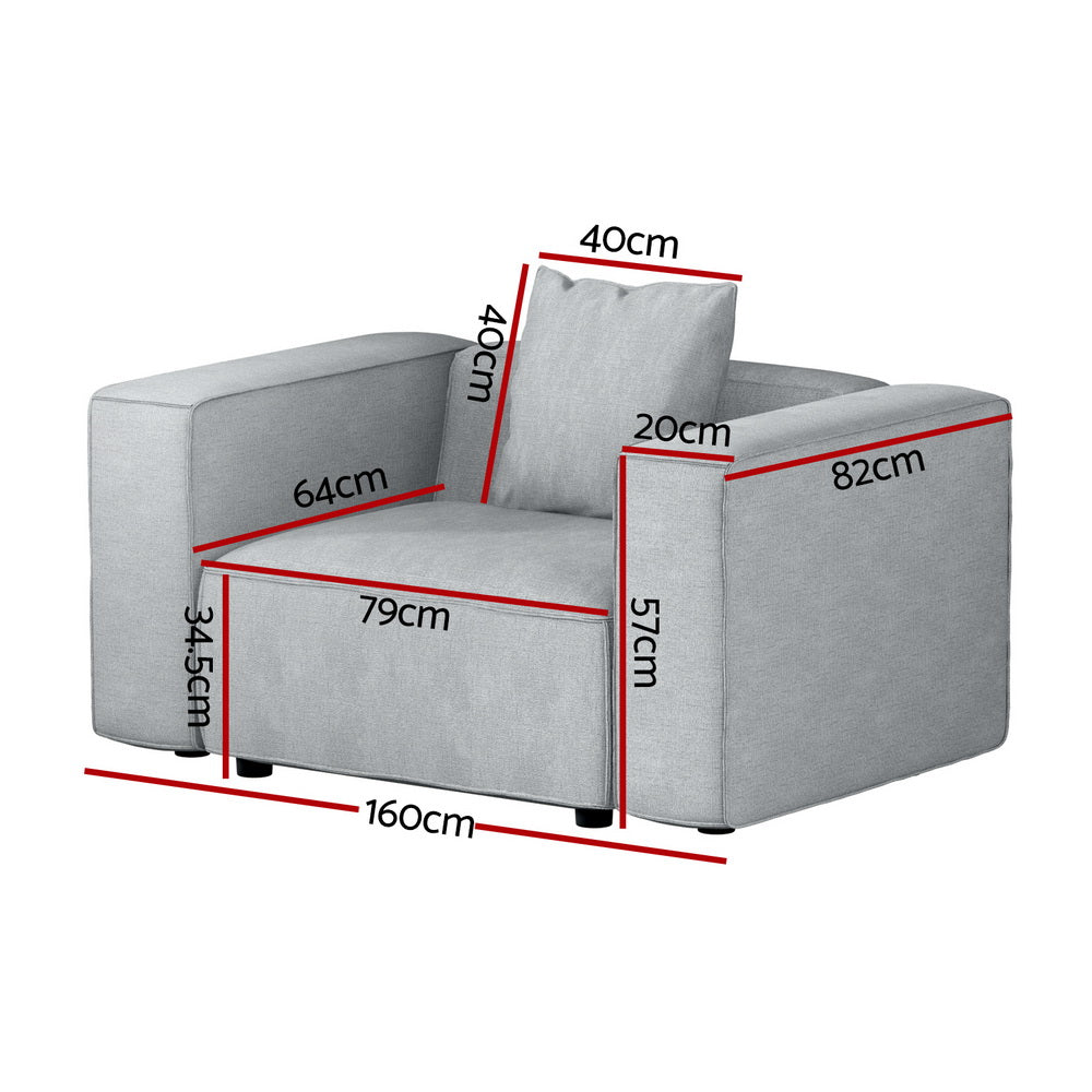 Artiss Modular Sofa Chaise Set 1-Seater Grey - Cosy Abode