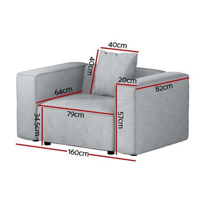 Artiss Modular Sofa Chaise Set 1-Seater Grey - Cosy Abode