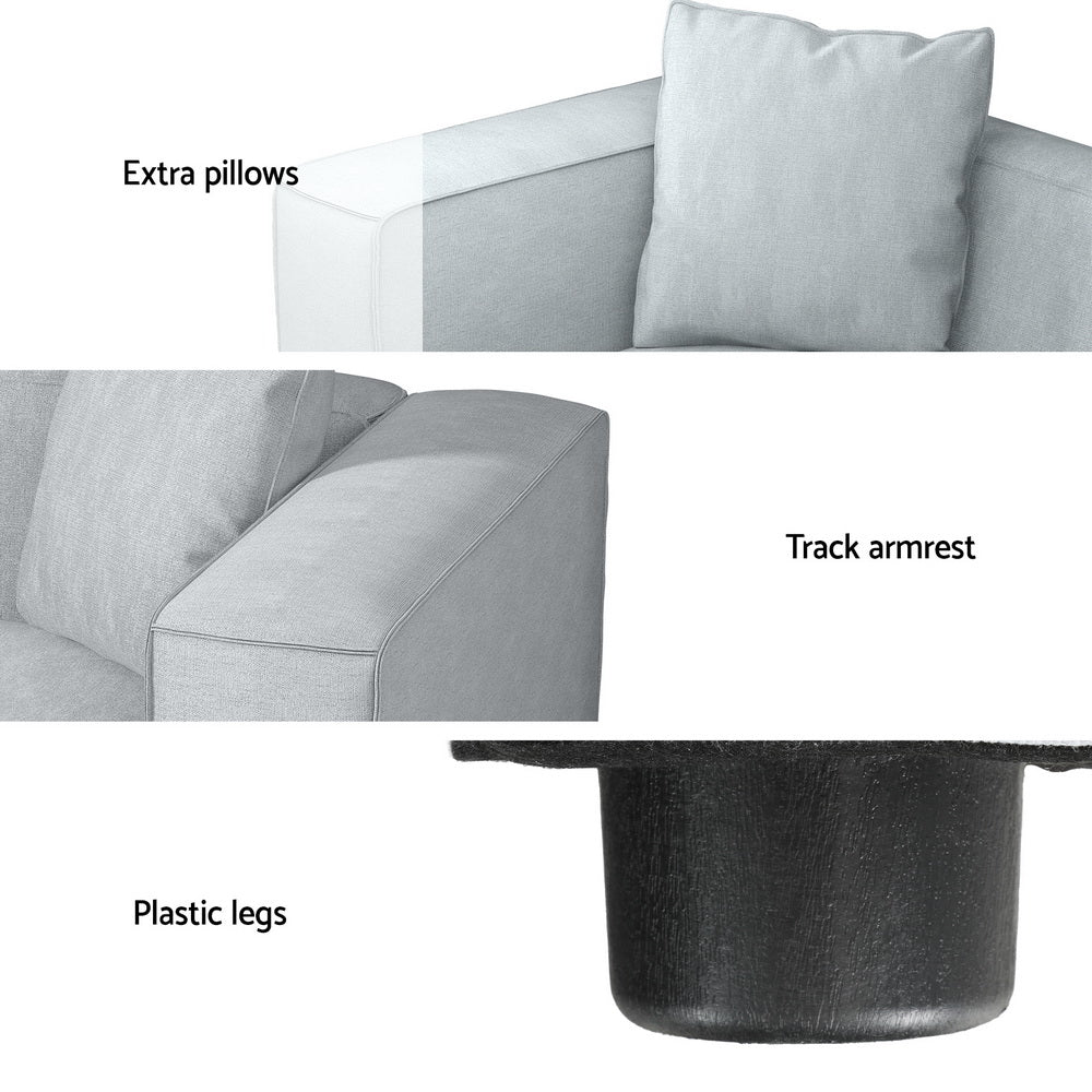 Artiss Modular Sofa Chaise Set 1-Seater Grey - Cosy Abode