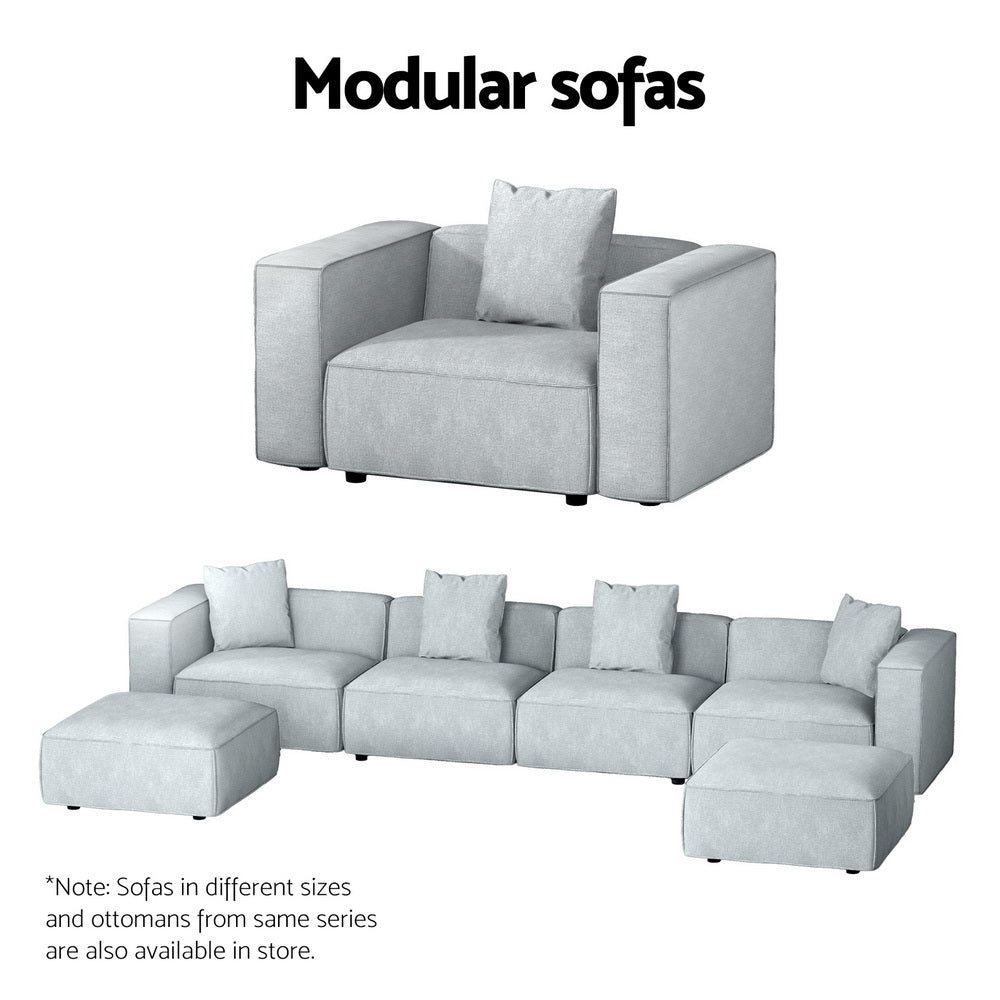 Artiss Modular Sofa Chaise Set 1-Seater Grey - Cosy Abode