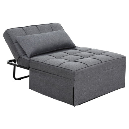 Artiss Sofa Bed Ottoman Pillow Folding Linen Grey Siyi - Cosy Abode