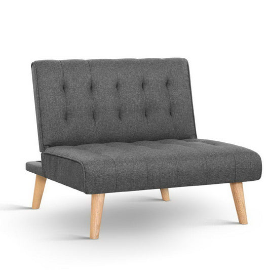 Artiss Recliner Single Sofa Bed Dark Grey Fabric - Cosy Abode