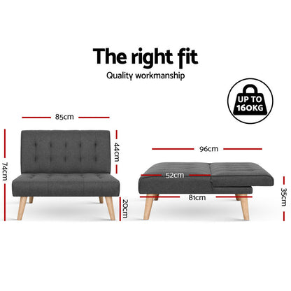 Artiss Recliner Single Sofa Bed Dark Grey Fabric - Cosy Abode