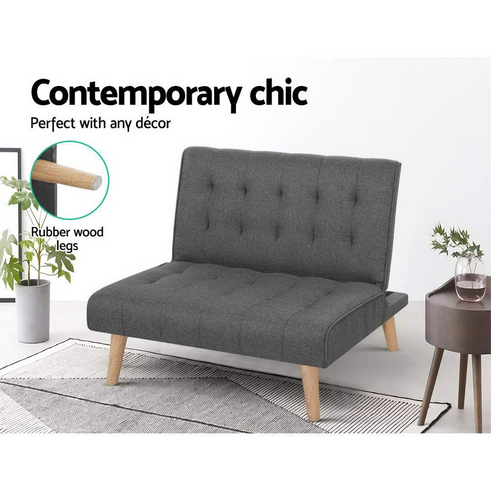 Artiss Recliner Single Sofa Bed Dark Grey Fabric - Cosy Abode
