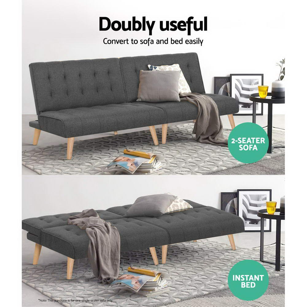 Artiss Recliner Single Sofa Bed Dark Grey Fabric - Cosy Abode