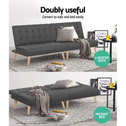 Artiss Recliner Single Sofa Bed Dark Grey Fabric - Cosy Abode