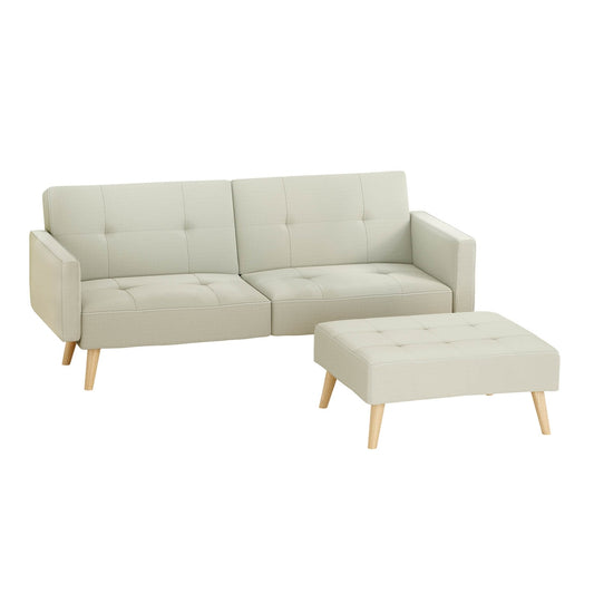 Artiss Sofa Bed Ottoman 200CM Beige Faux Linen - Cosy Abode